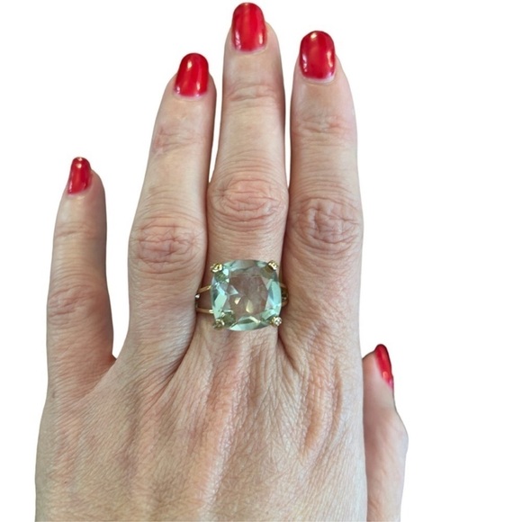 GORGEOUS! Large green amethyst 14K Gold-plated over 925 sterling silver NIB - Picture 3 of 5